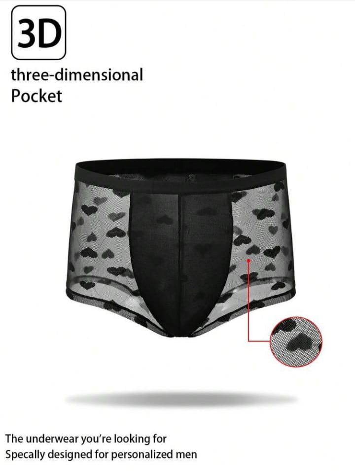 Men's Heart Polka Dot Mesh Waistband Trunks